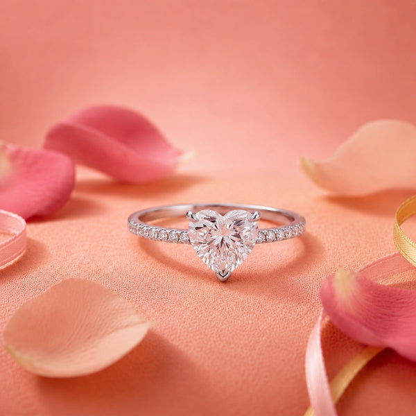 Heart Cut Solitaire Ring – 925 Sterling Silver CZ Engagement Ring for Women