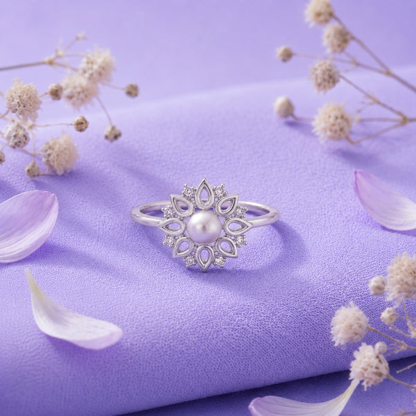 925 Sterling Silver Pearl Blossom Adjustable Ring with Freshwater Pearl