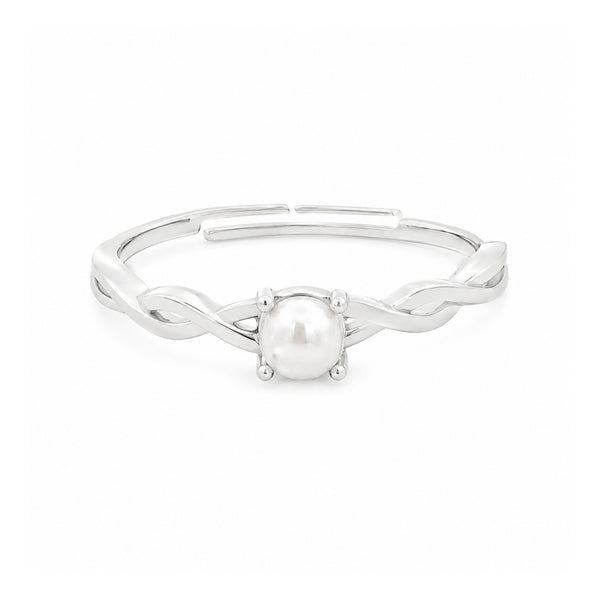 925 Sterling Silver Infinity Twist Adjustable Freshwater Pearl Ring