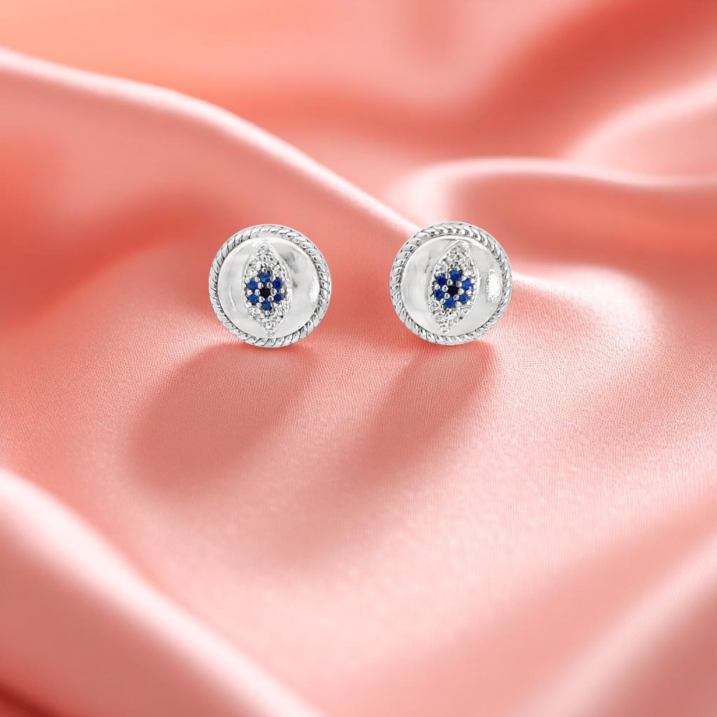 Elegant Silver Earrings with Blue Accents