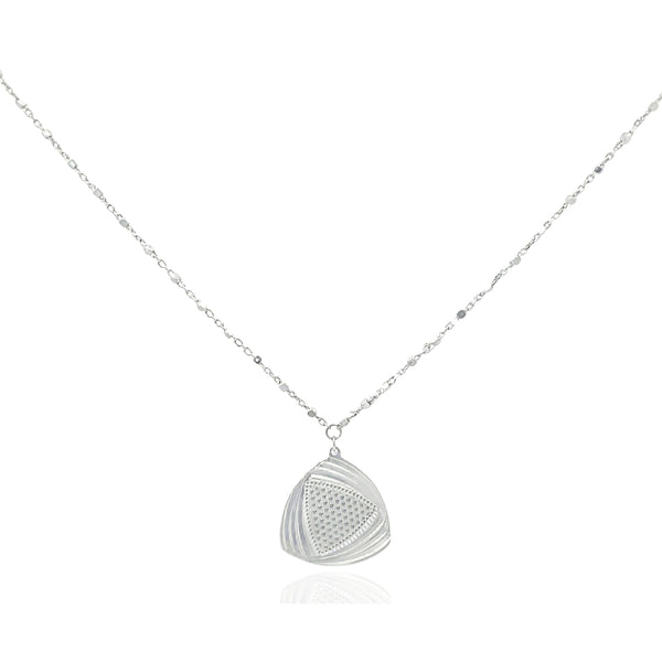 925 Silver Textured Triangle Necklace – Minimalist Geometric Jewelry for Women