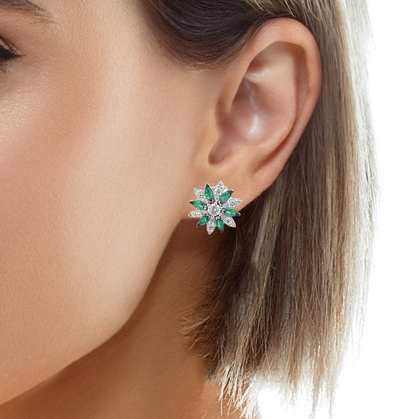 Elegant Emerald Flower Earrings