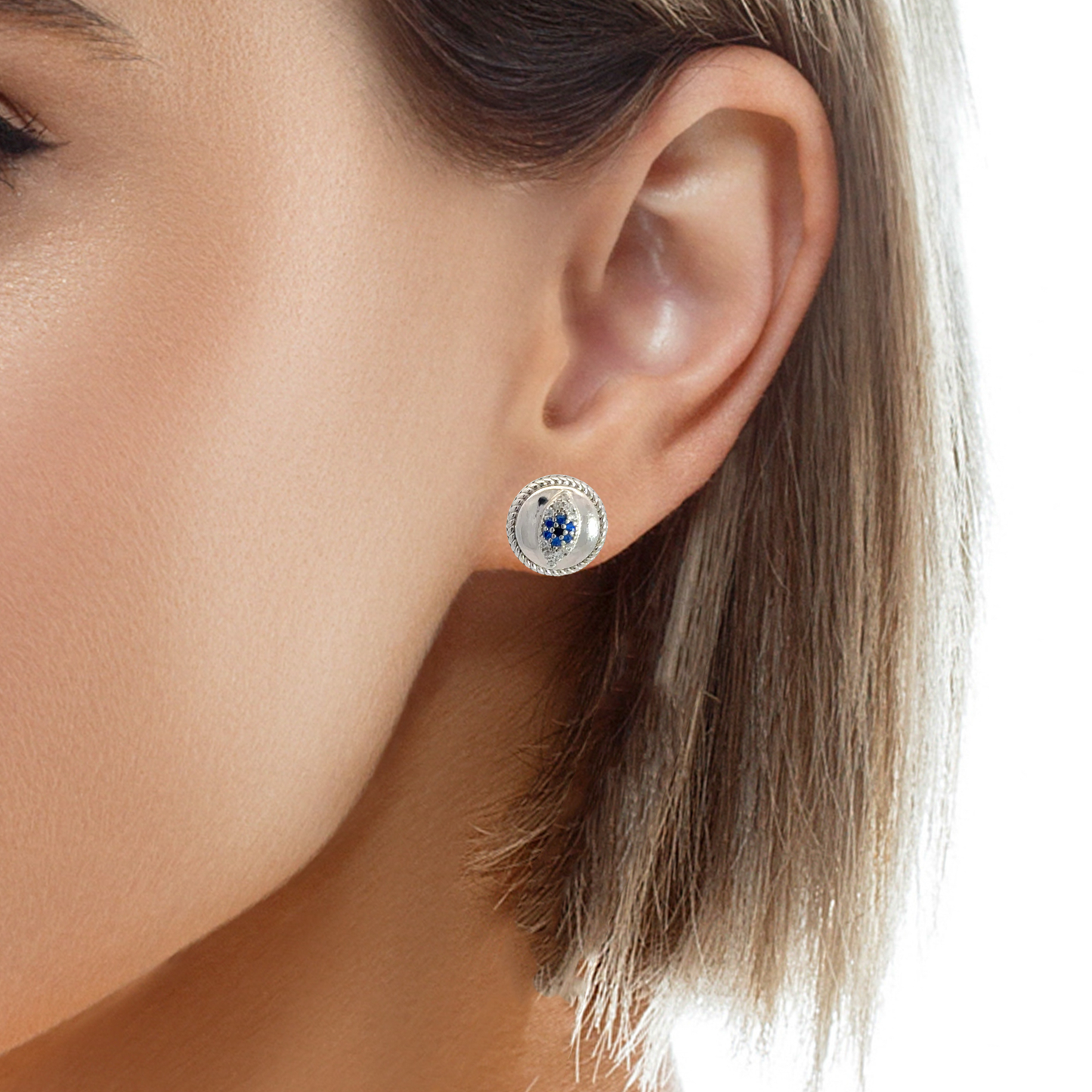 Elegant Silver Earrings with Blue Accents