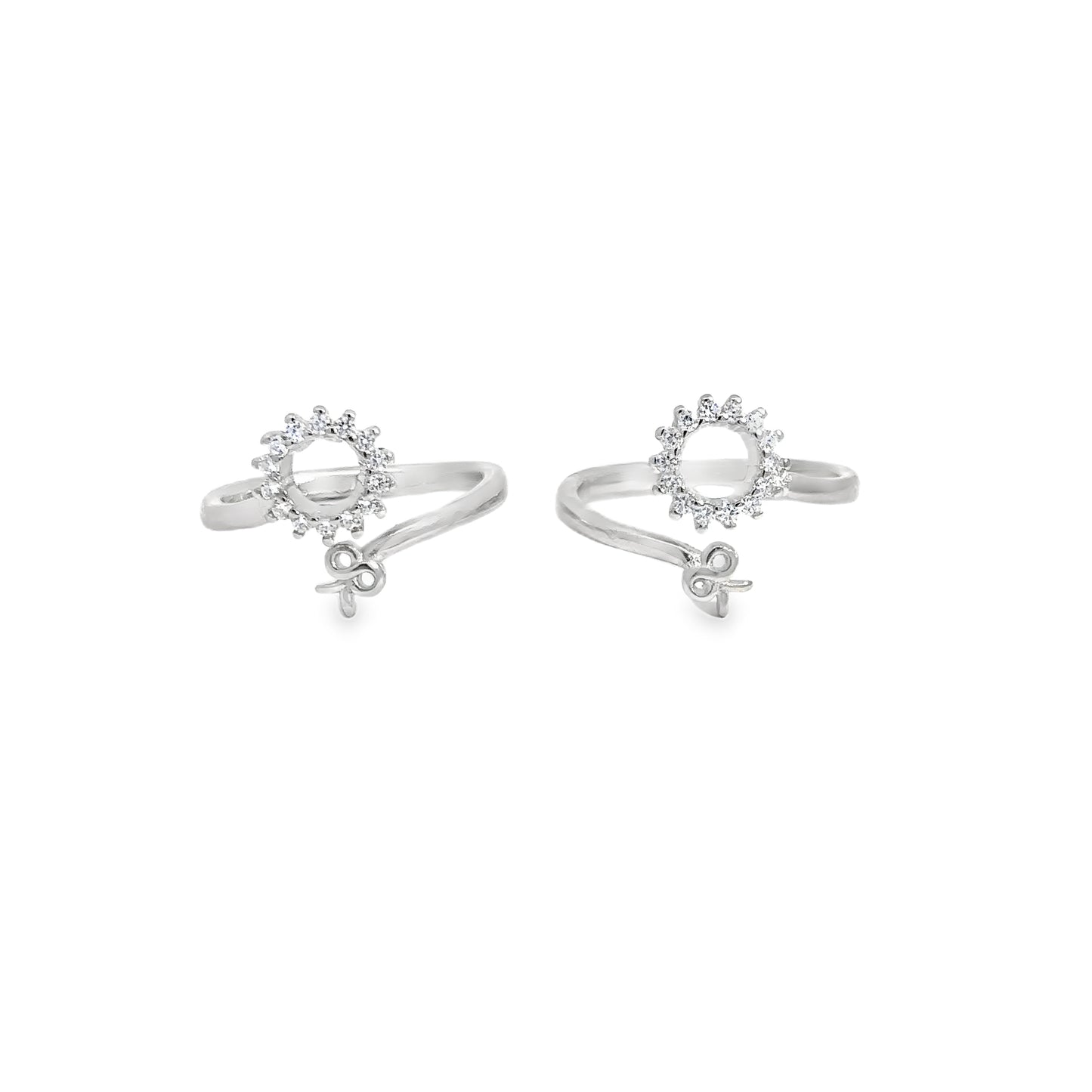 Elegant Silver Toe-Rings with Floral Design