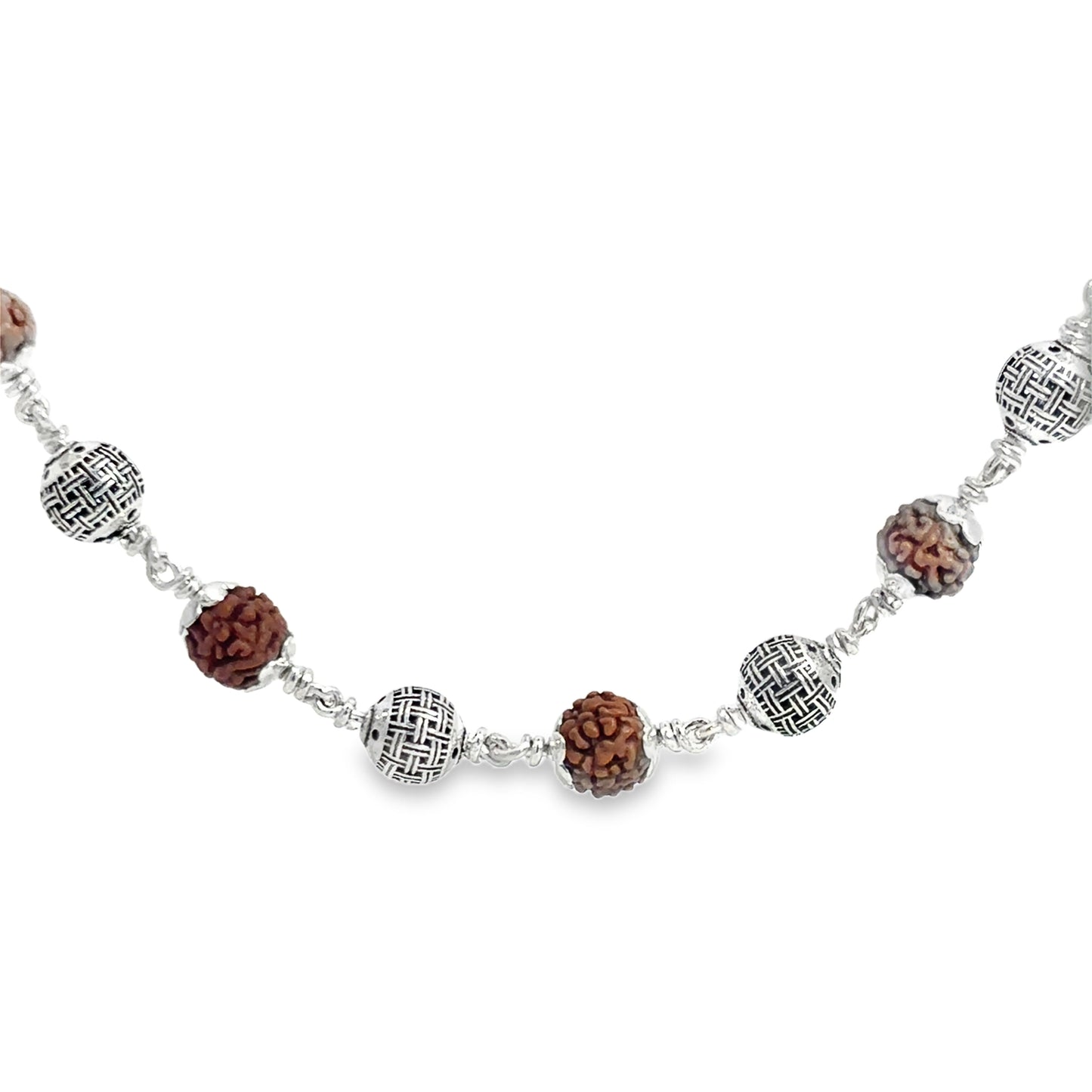 Silver and Rudraksha Beaded Necklace