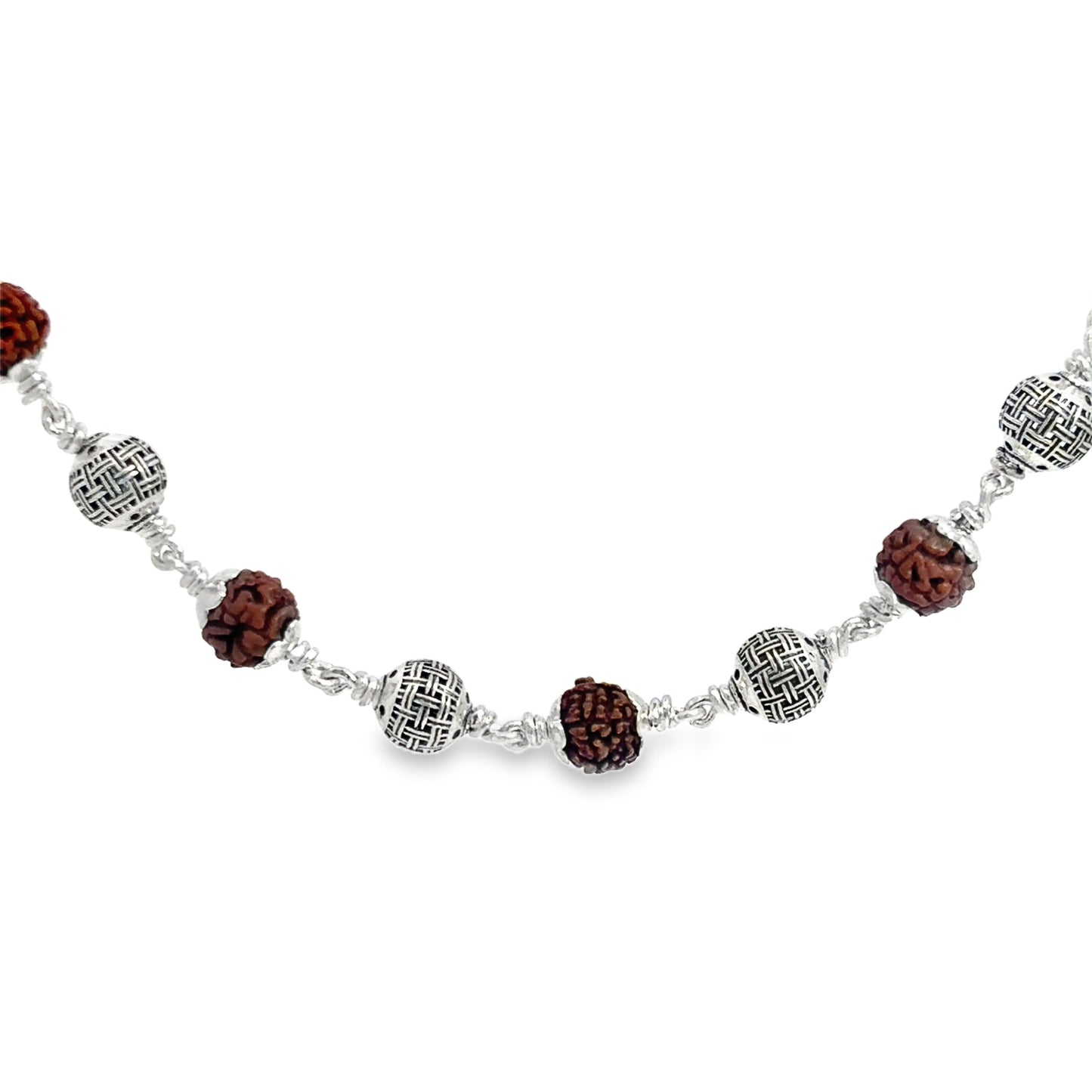 Silver and Rudraksha Bead Necklace