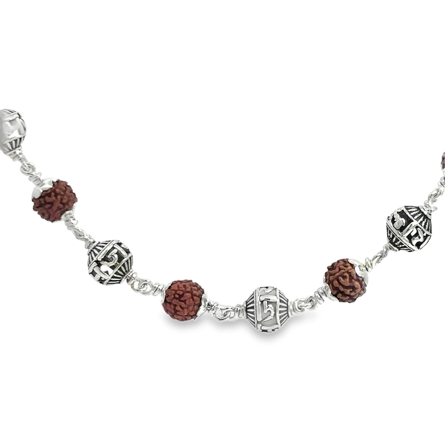 Silver and Rudraksha Beaded Necklace
