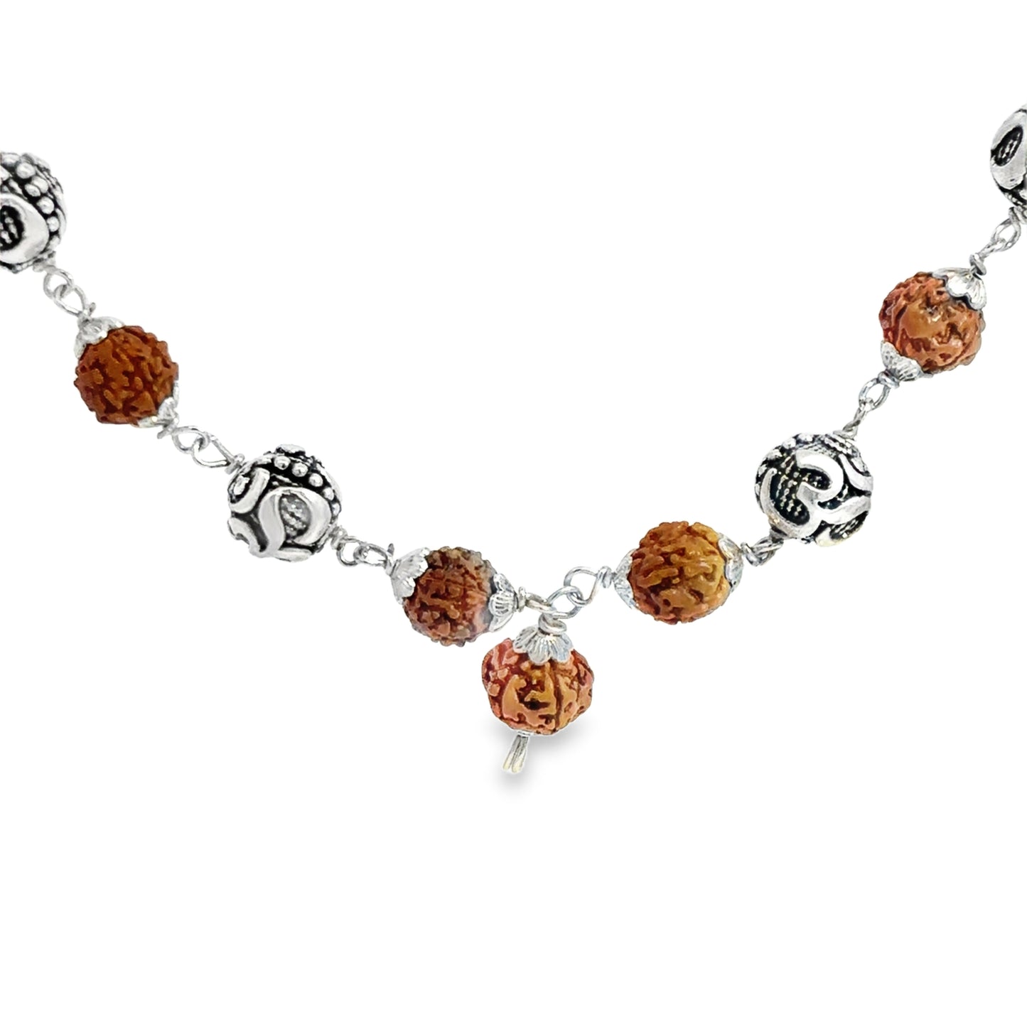 Silver and Rudraksha Beaded Necklace