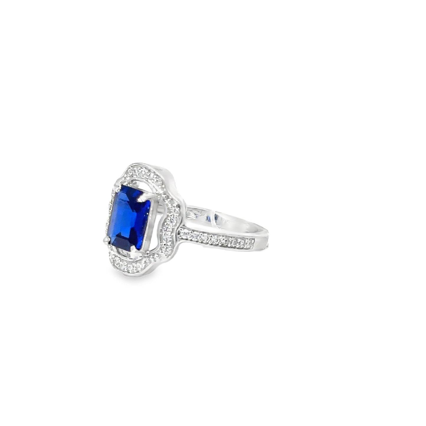 Sterling Silver Cocktail Ring with Royal Blue Sapphire