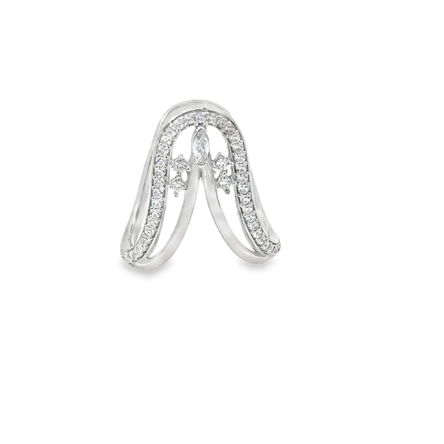 Silver Cocktail Ring with Marquise Cut Diamond