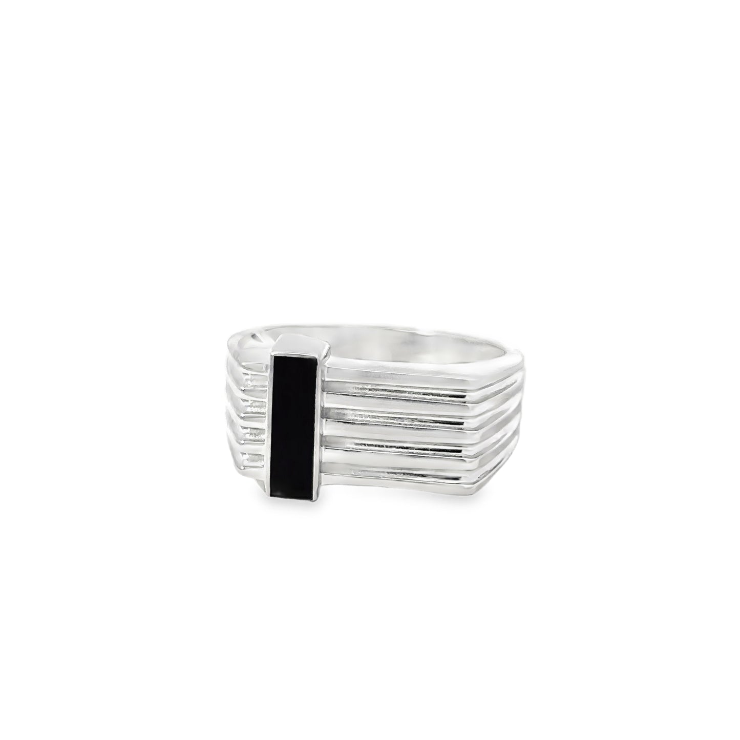 Silver Signet Ring with Emerald-Cut Onyx