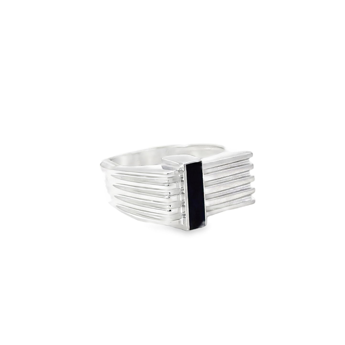 Silver Signet Ring with Emerald-Cut Onyx