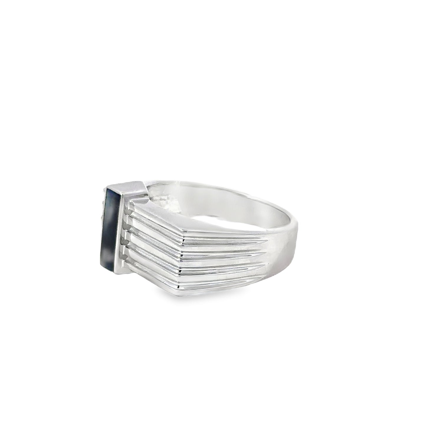 Silver Signet Ring with Emerald-Cut Onyx