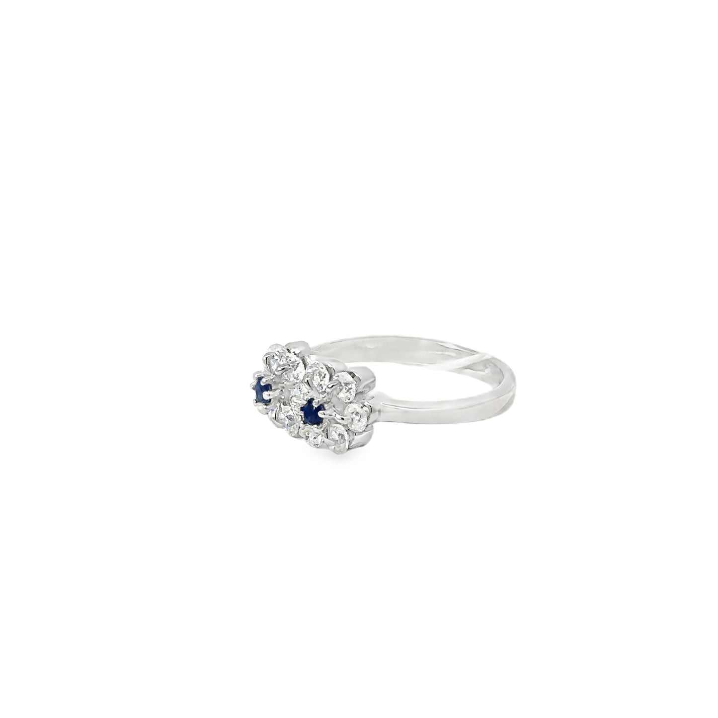 Silver Multistone Ring with Royal Blue Sapphires