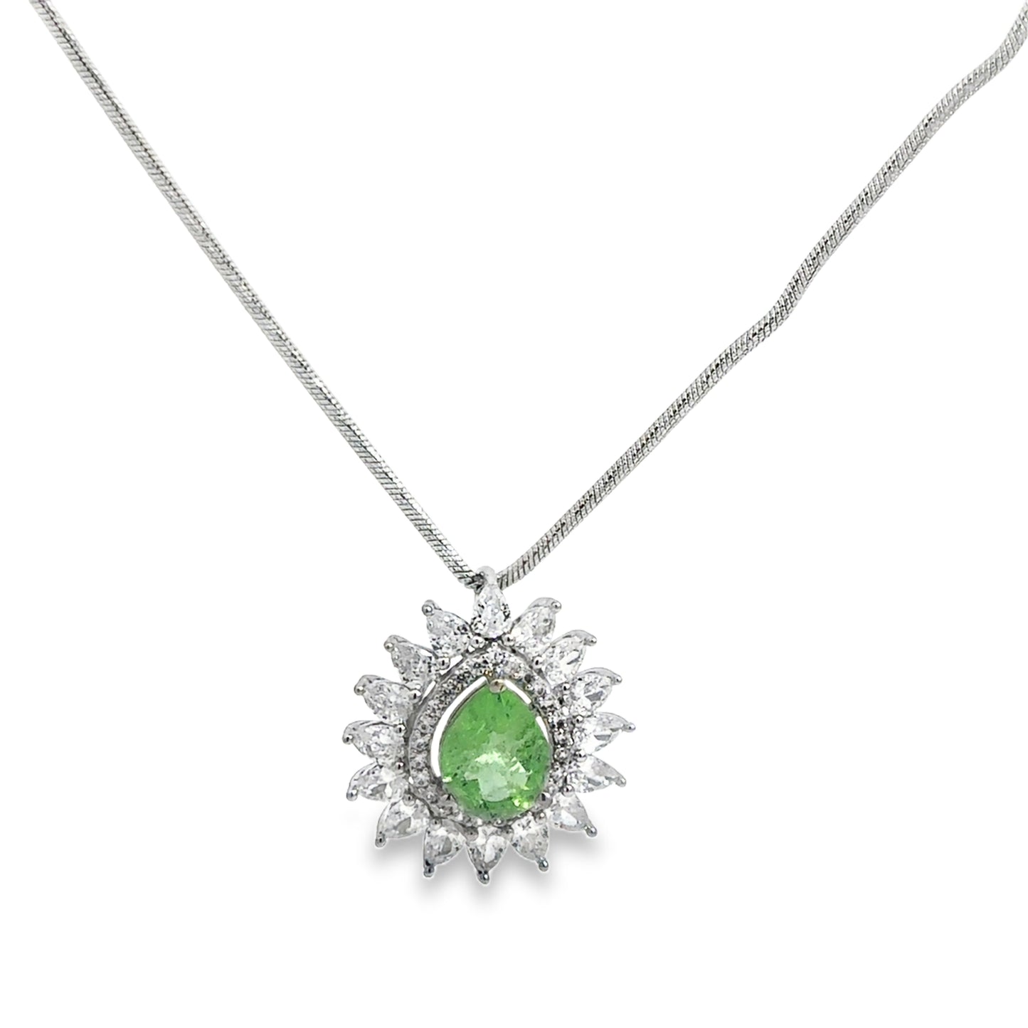 Sterling Silver Peridot Pear Charm Necklace