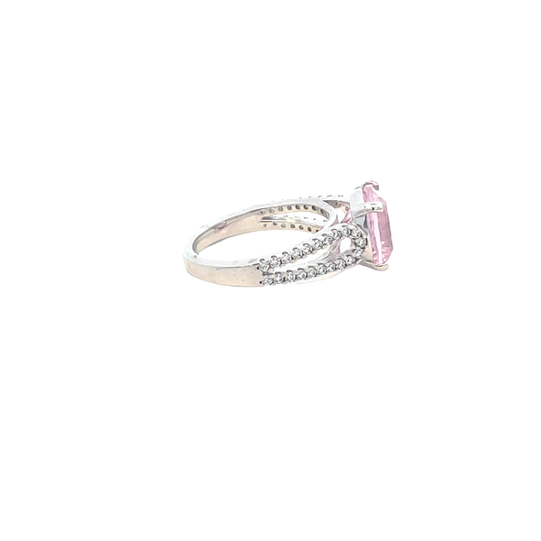 Cushion Cut Purplish Red Morganite White Gold Cocktail Ring