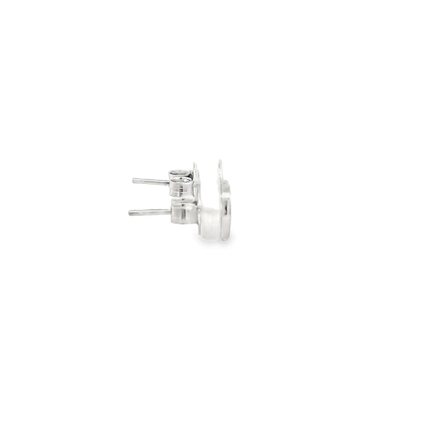 White Gold Round Brilliant Diamond Cluster Stud Earrings