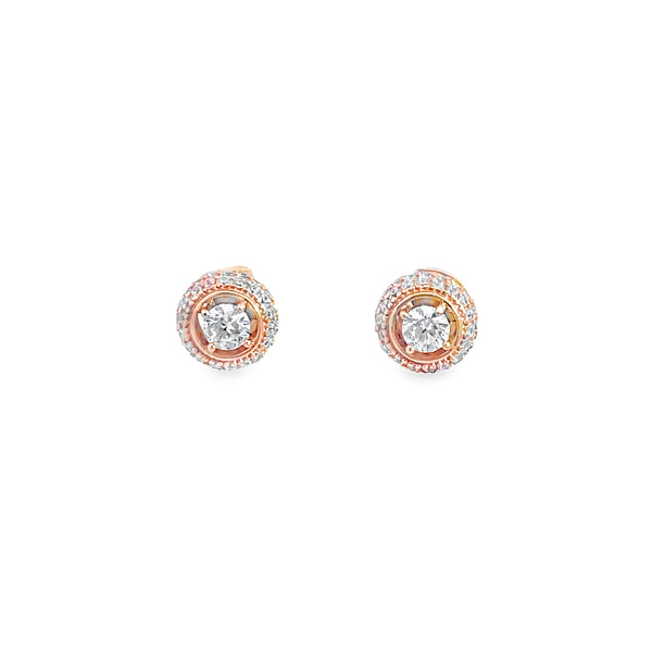 925 Silver Classic Round Stud Earrings in Rose Gold