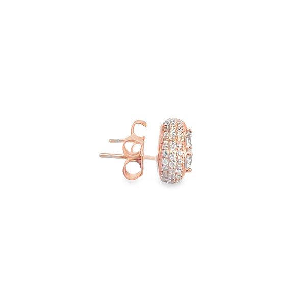 925 Silver Classic Round Stud Earrings in Rose Gold