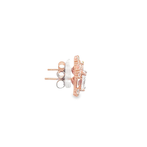 925 Silver Rose Gold Oval-Cut Stud Earrings