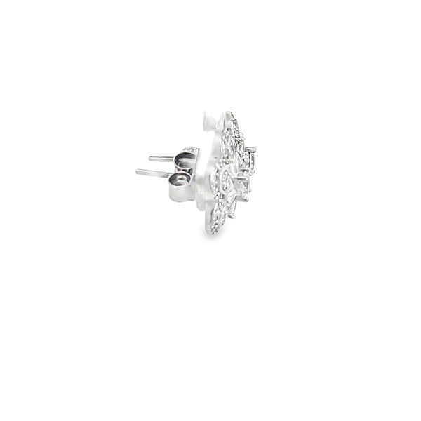 925 Silver Floral Crystal Stud Earrings