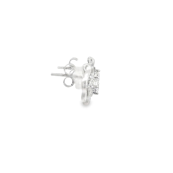 925 Silver Floral Sparkle Stud Earrings