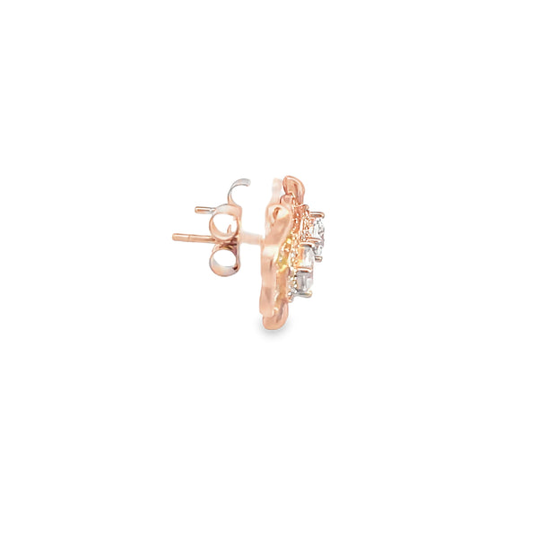 925 Silver Cushion-Cut Stud Earrings in Rose Finish