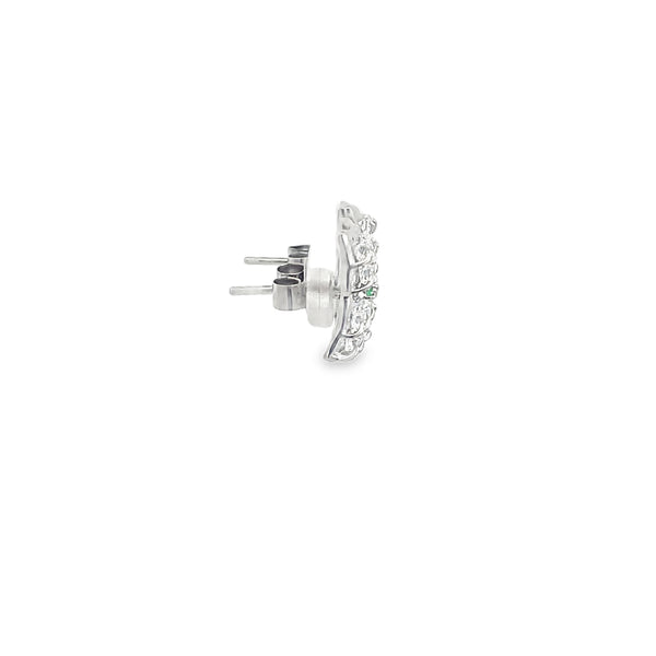 925 Silver Emerald Accent Cluster Stud Earrings