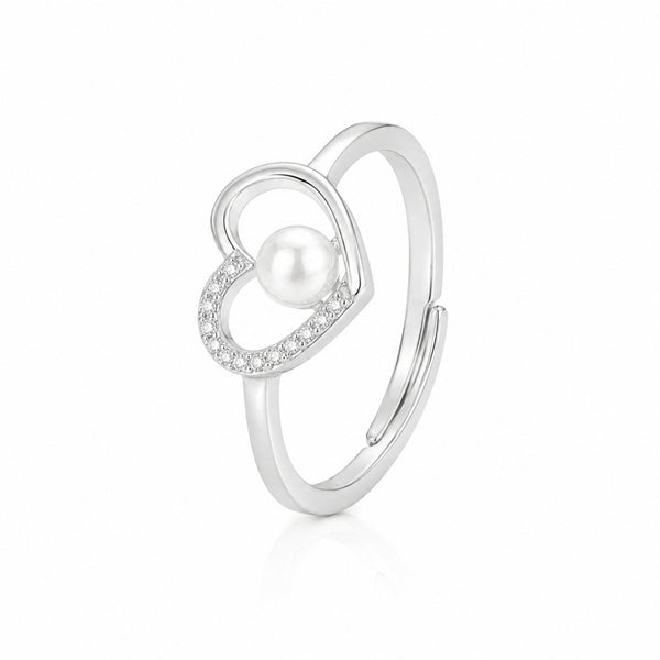 925 Sterling Silver Pearl Heart Ring