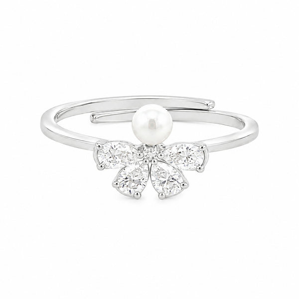 925 Sterling Silver Freshwater Pearl Bow Ring