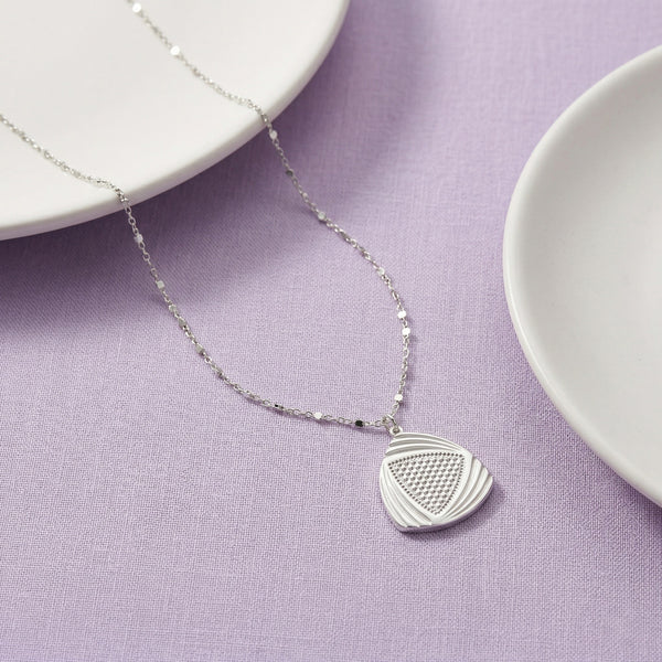 925 Silver Textured Triangle Pendant Necklace & Earrings Set – Minimalist Geometric Jewelry for Women