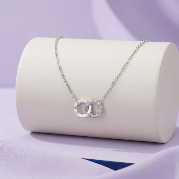 925 Silver Interlocking Circle Necklace – Minimalist Double Ring Pendant Necklace