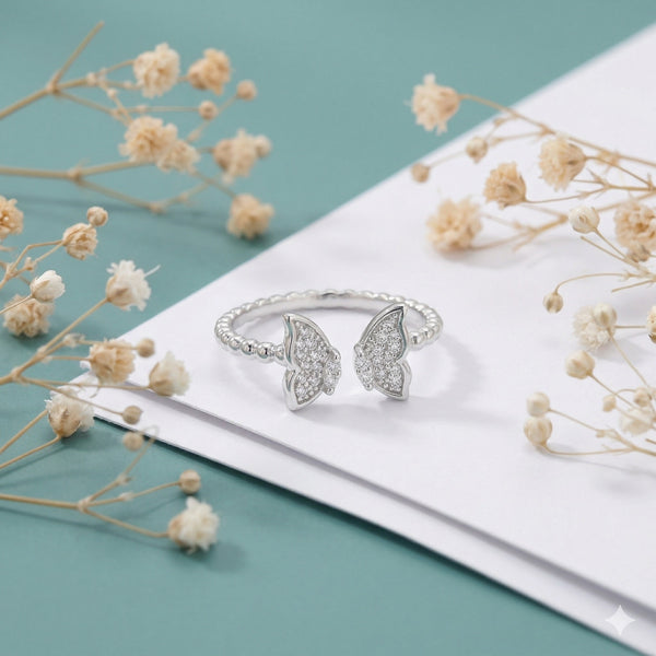925 Sterling Silver Flutter Glow Butterfly Ring