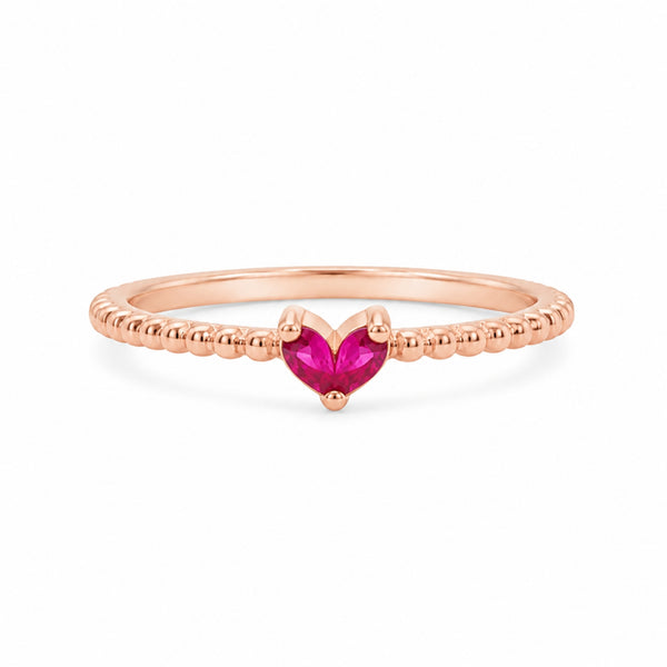 925 Sterling Silver Heart Cut Ruby CZ Ring