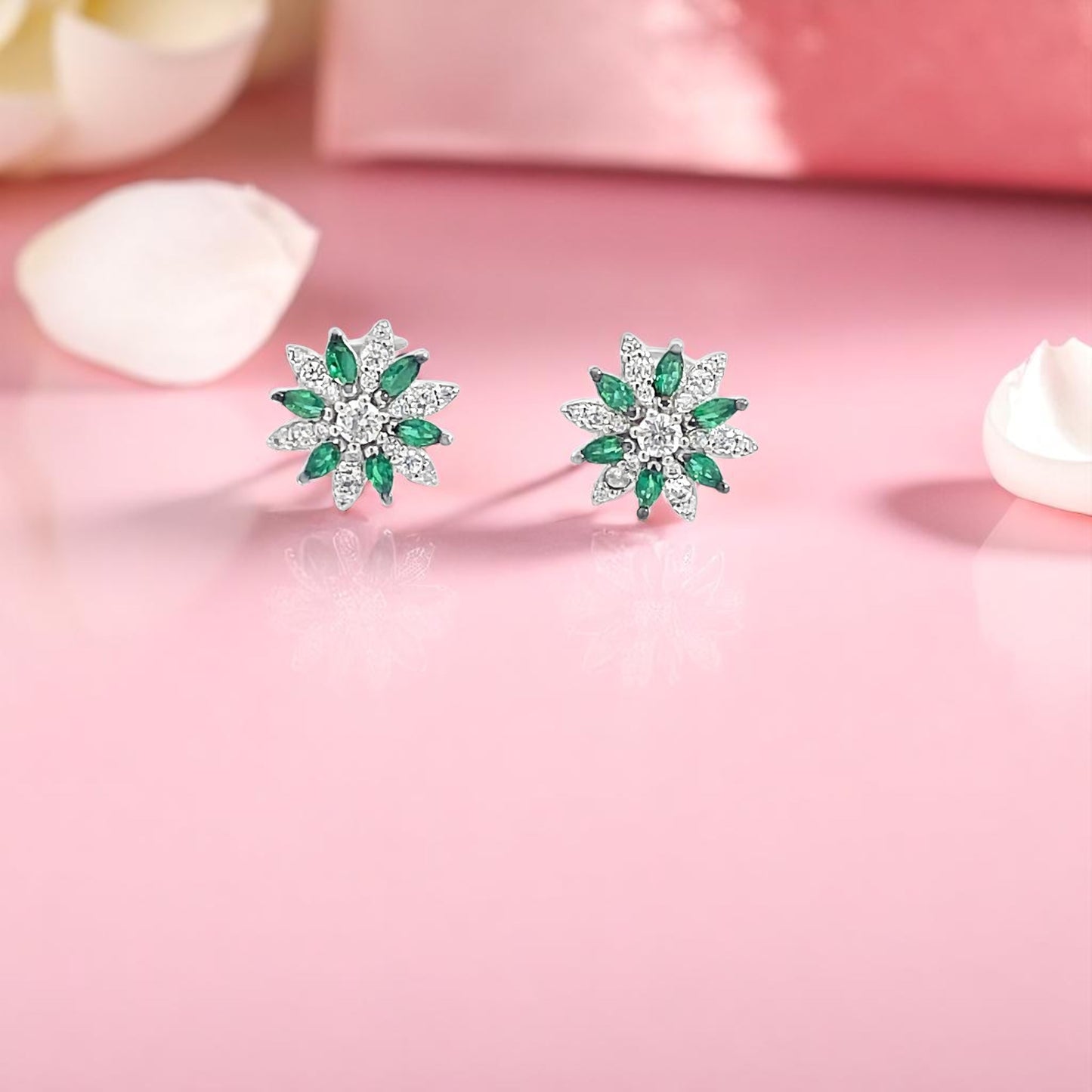 Elegant Emerald Flower Earrings