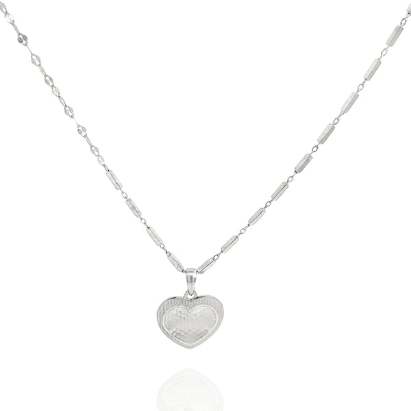 925 Silver Textured Heart Pendant Necklace – Minimalist Romantic Jewelry Gift