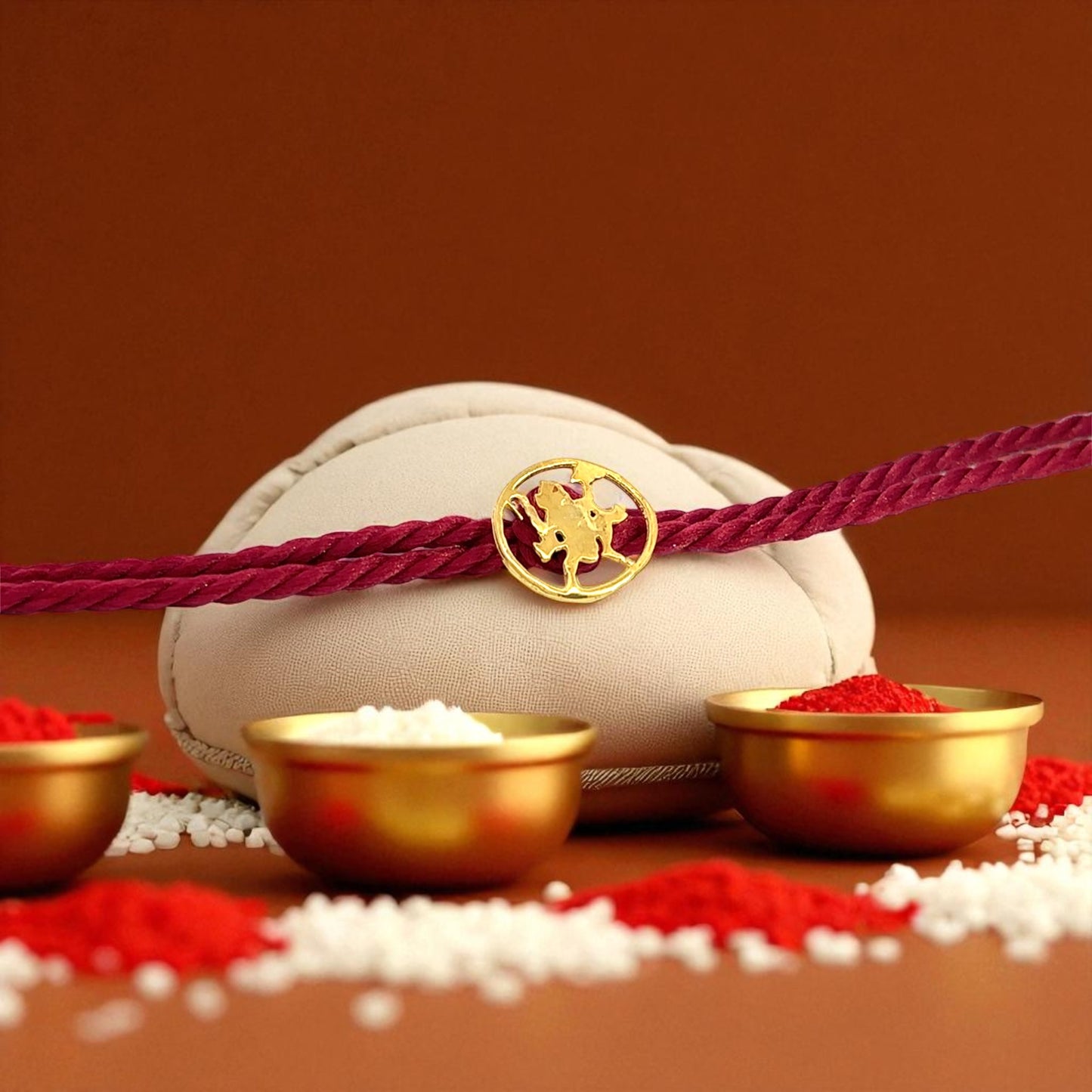 92.5 Silver Hanuman Rakhi with Red Thread