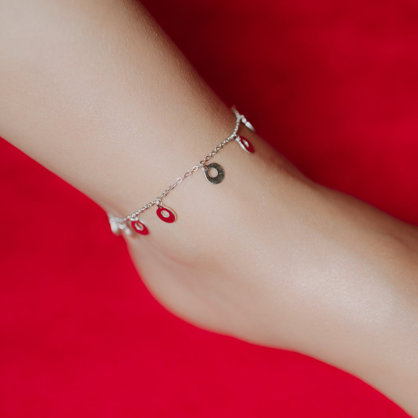 Sterling Silver Cutout Dangle Anklet
