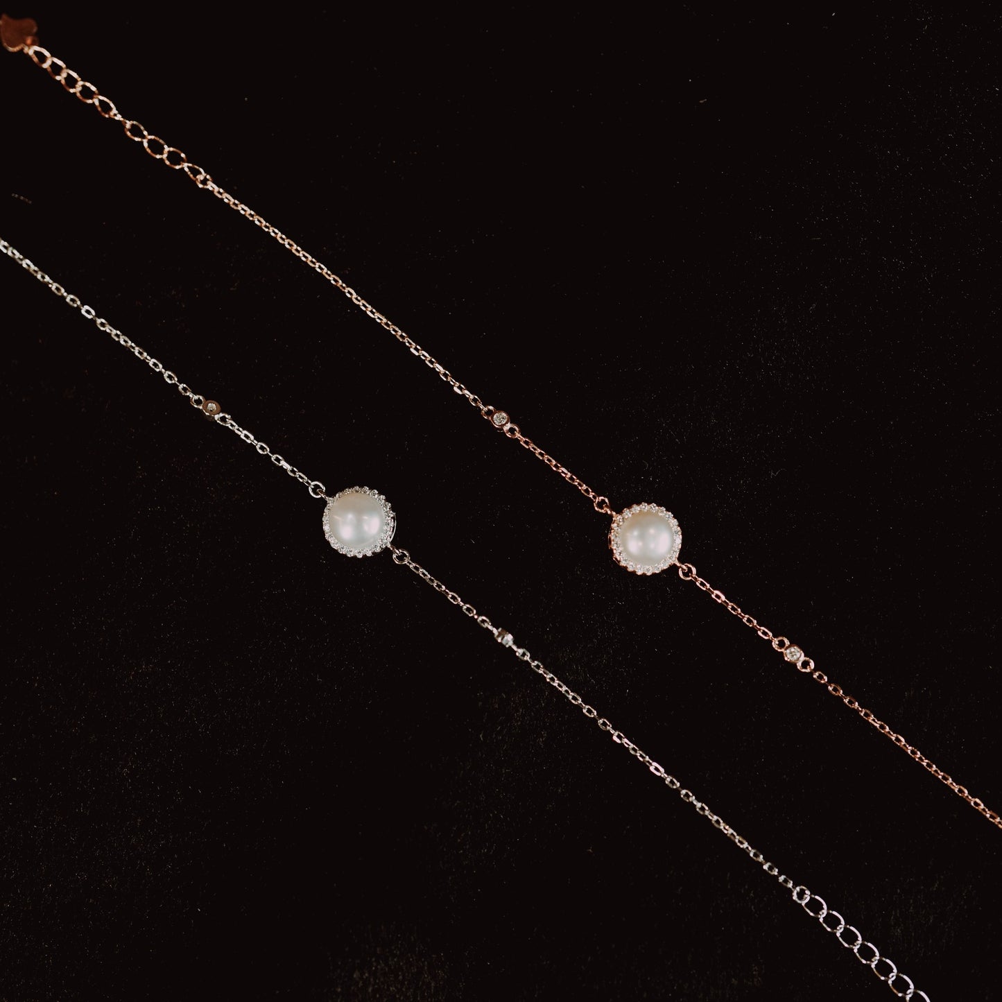Silver Pearl & Zirconia Charm Bracelet