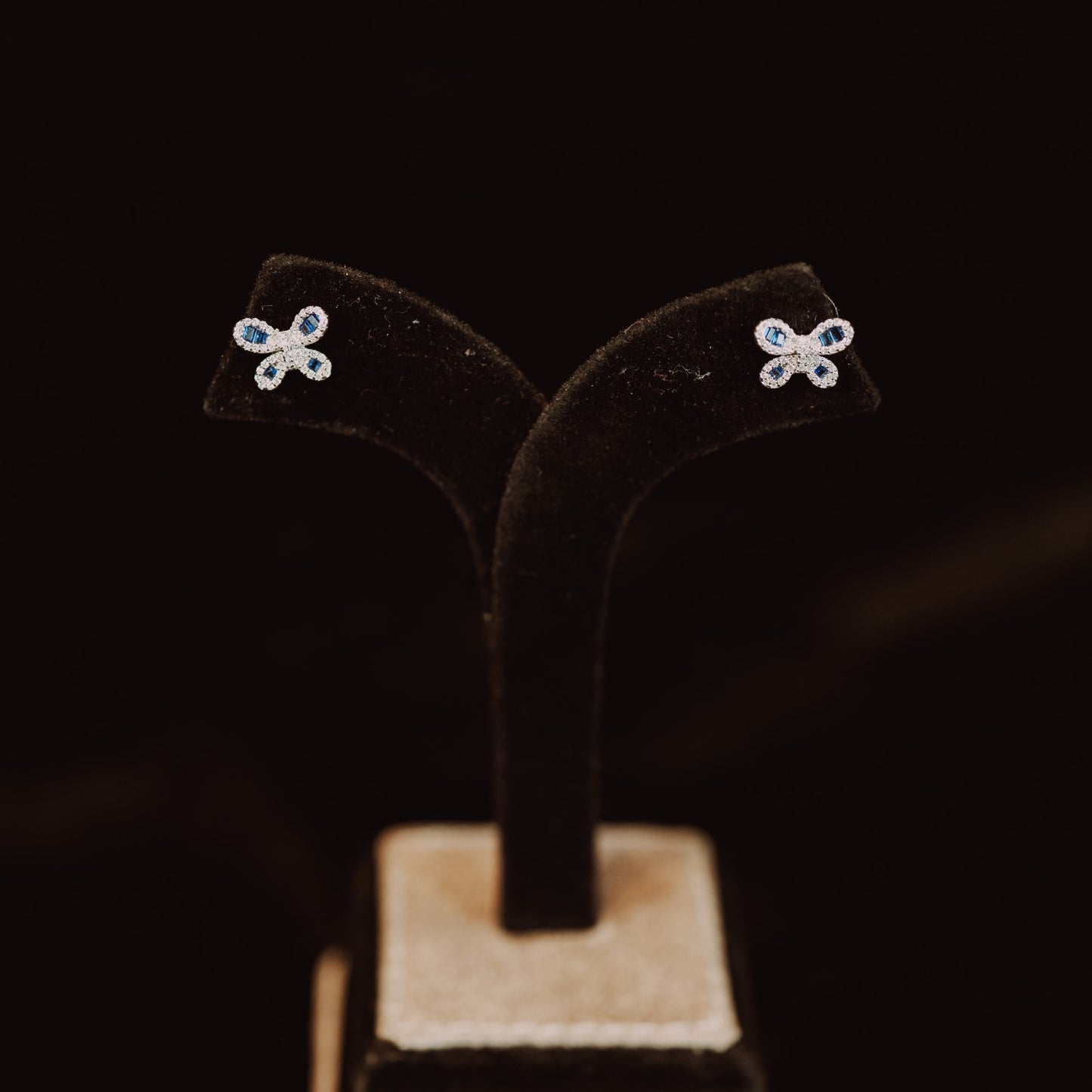 Silver Color Stones Butterfly Studs