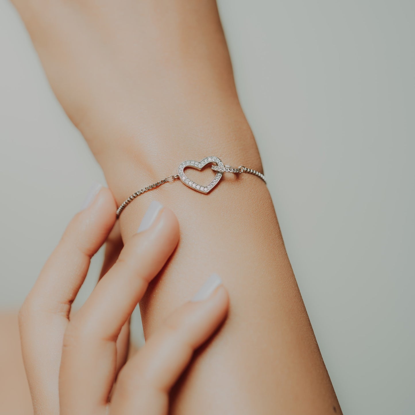 Silver Interlocking Heart & Circle Bracelet