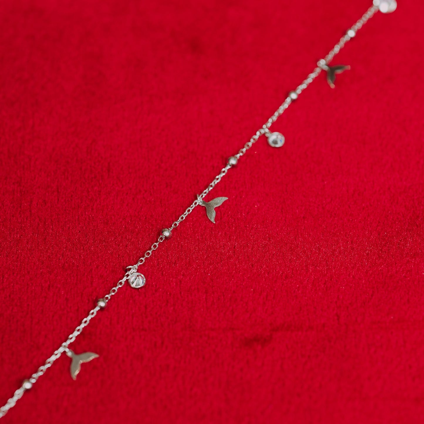 Ocean- Inspired Silver Anklet with Dolphin Fins
