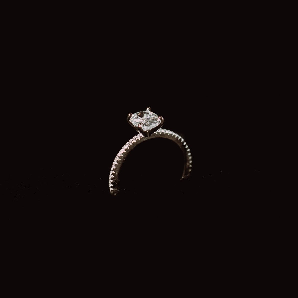 Silver Oval Zircon Ring