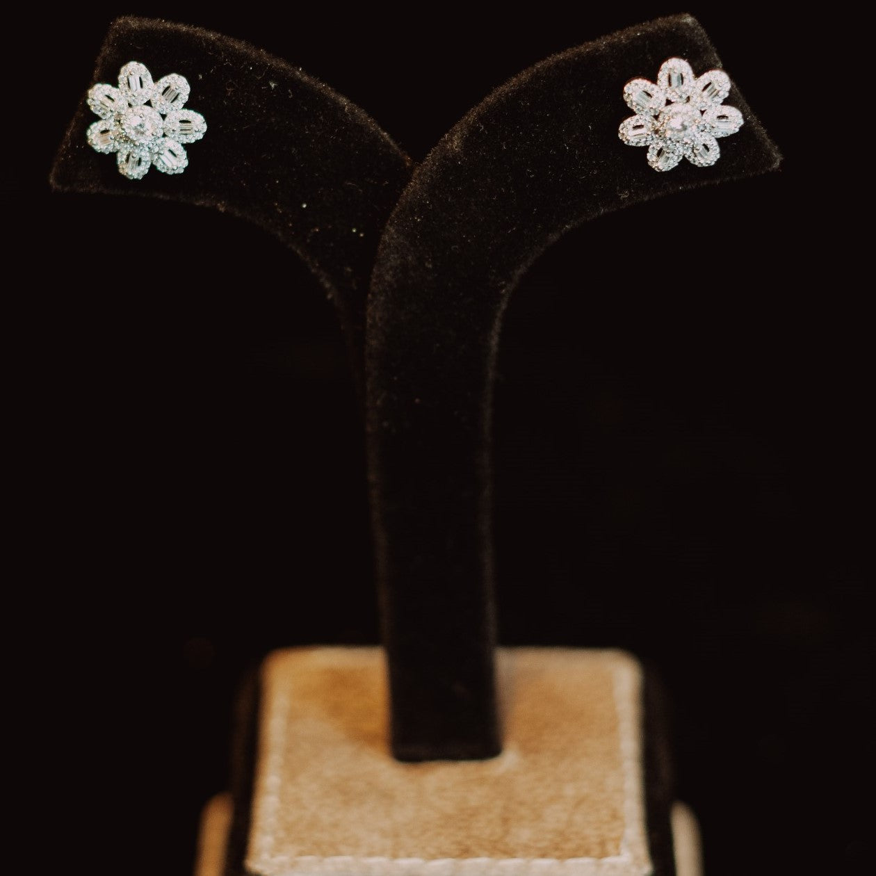 Blooming Zircon Flower Stud Earrings