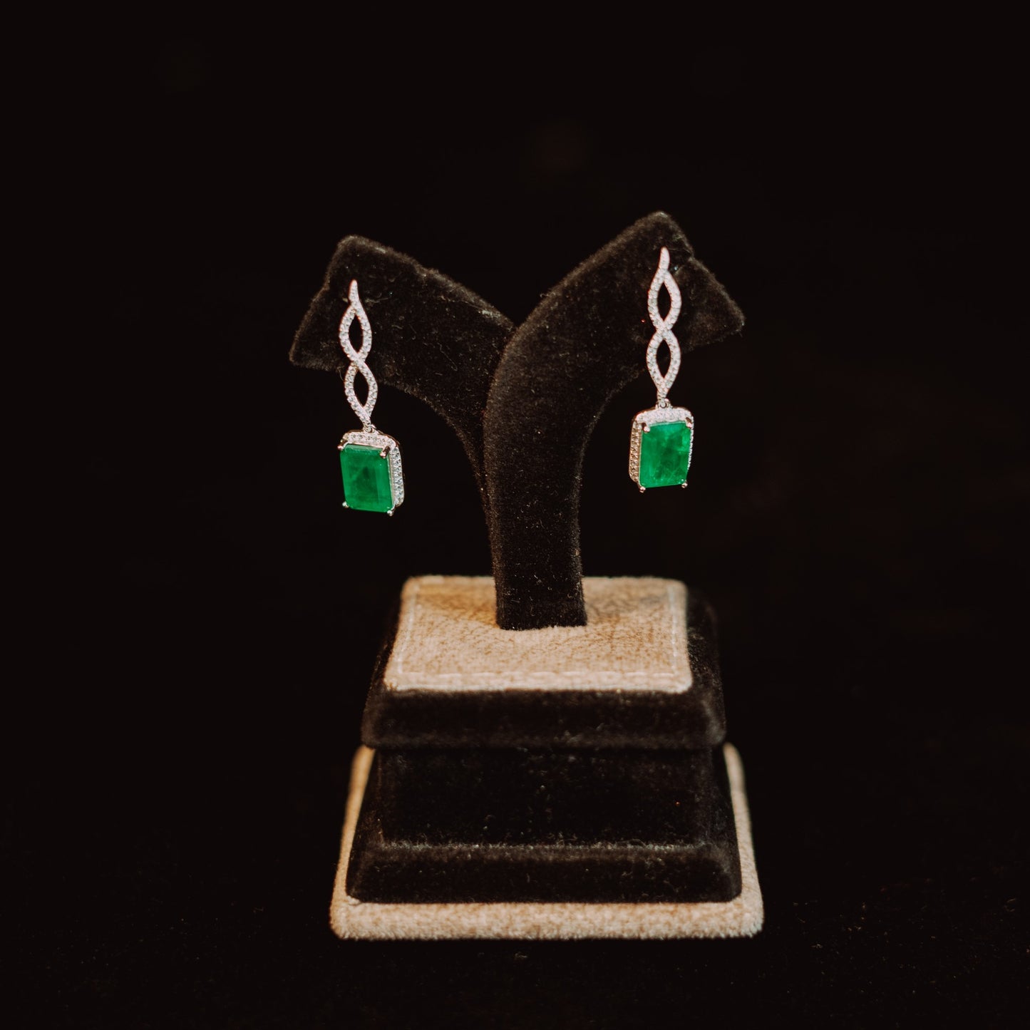 Colorful Square Drop Earrings with Zircon Accent