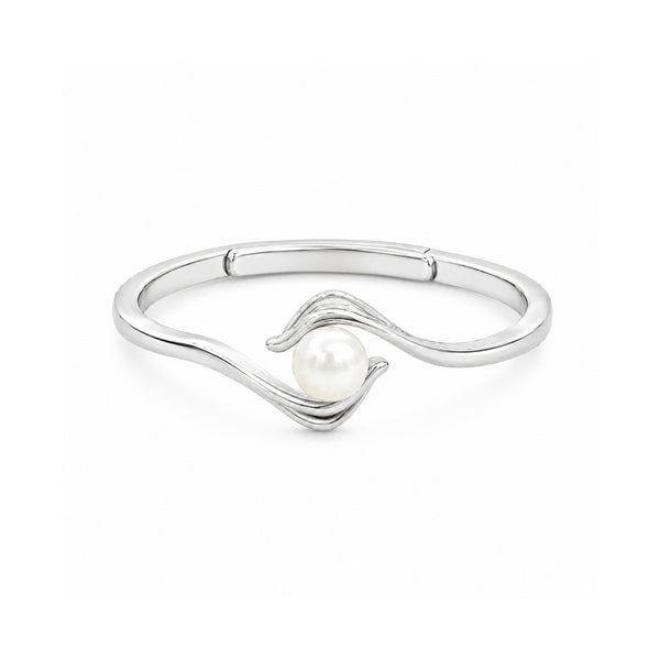 925 Sterling Silver Wave Pearl Adjustable Ring