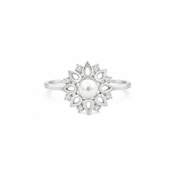 925 Sterling Silver Pearl Blossom Adjustable Ring with Freshwater Pearl