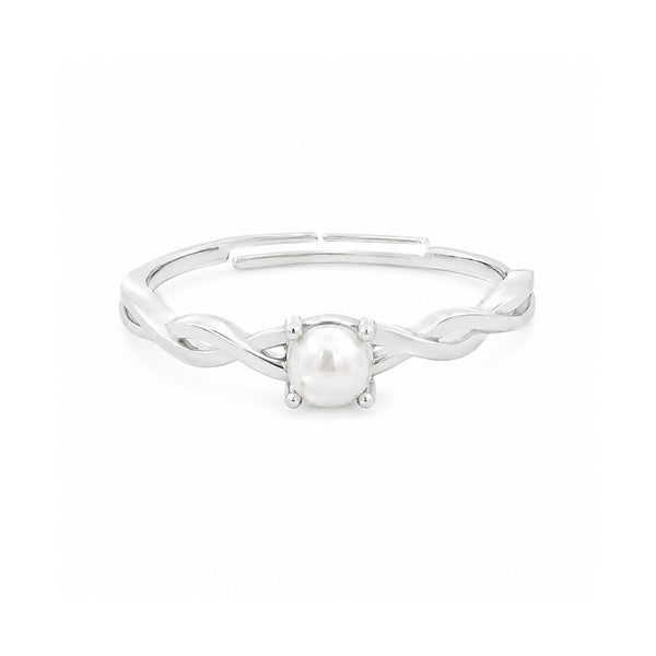 925 Sterling Silver Infinity Twist Adjustable Freshwater Pearl Ring