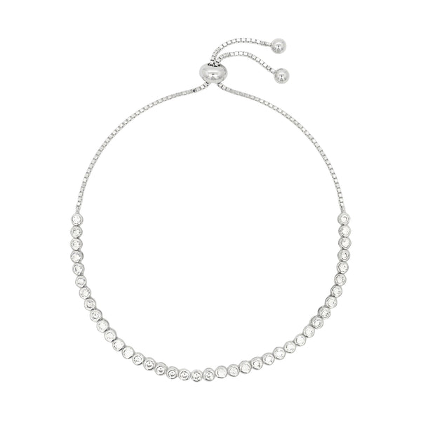 Sterling Silver Adjustable Zircon Tennis Bracelet for Women | Elegant Minimalist Jewelry Gift