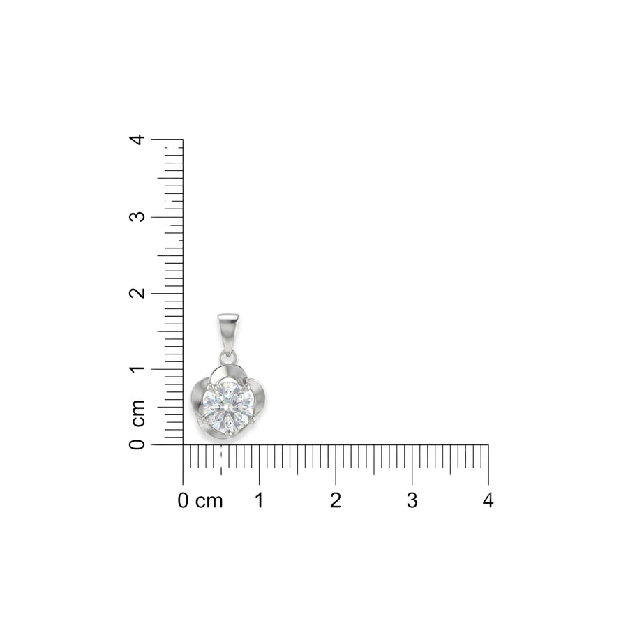 925 Sterling Silver Blooming Petals Round Cubic Zirconia Pendant